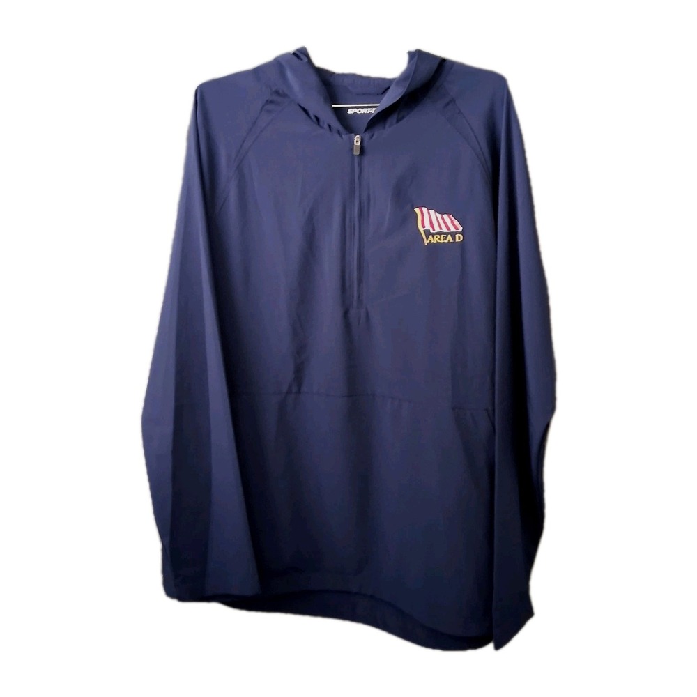 Riviera CC Area D Member‎ Logo Quarter Zip Blue Hooded Windbreaker Men's Large